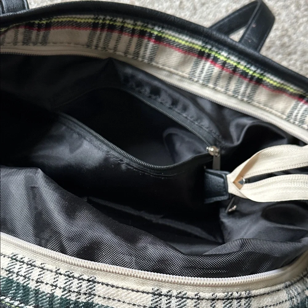 Elegant Plaid Tote Bag -‎ Black and Cream